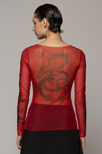 Tatu Mesh Top Red