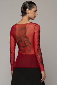 Tatu Mesh Top Red