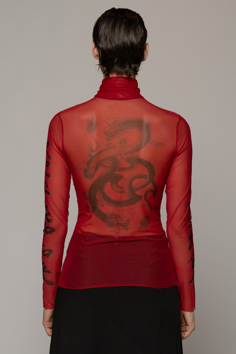 Tatu High Neck Top Red