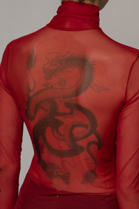 Tatu High Neck Top Red