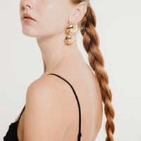 Double Disc Gold Earrings