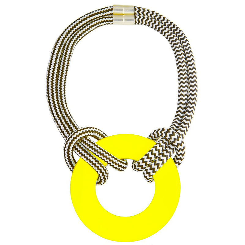 Christina Brampti, CB98 Cord Plexiglass short necklace yellow/white - Tiffany Treloar