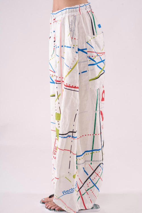 RUB-3530115 Linen Trousers in Light Multi Print