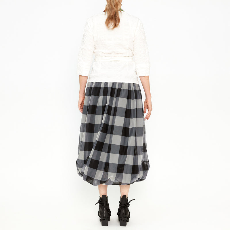 Ivory Check Tulle Twist Bubble Skirt
