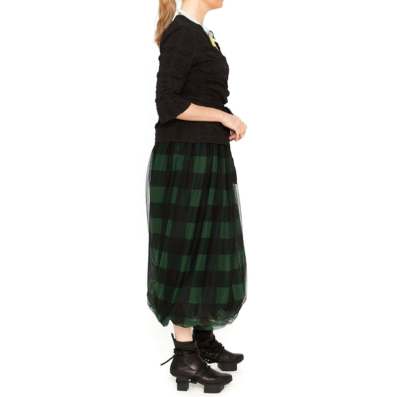 Emerald Check Tulle Twist Bubble Skirt