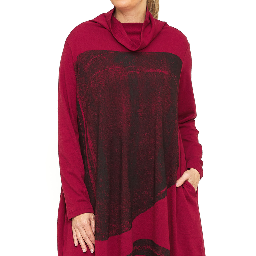 MU223010 - Cotton Print Tunic in Red / Blackprint