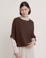 Cropped Poncho Pullover - Tan