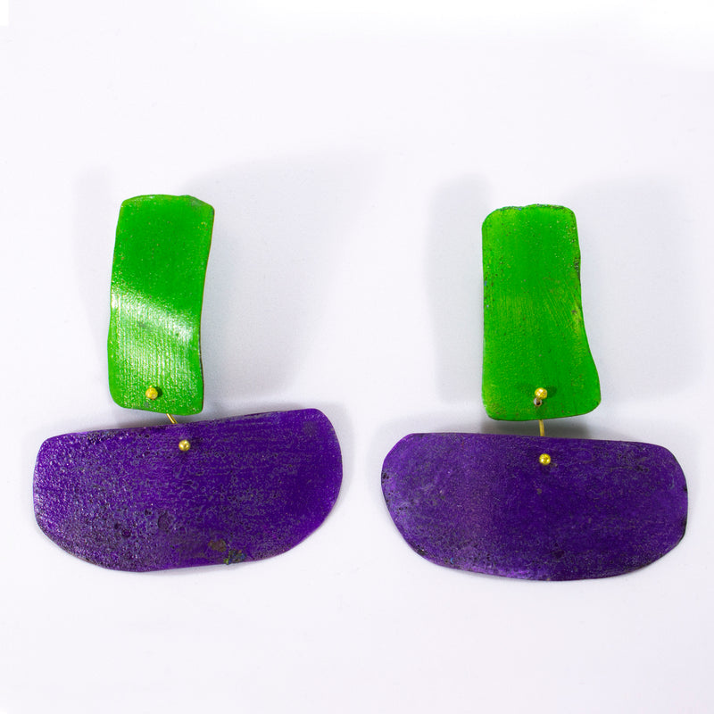 HD129 Green Purple Earrings