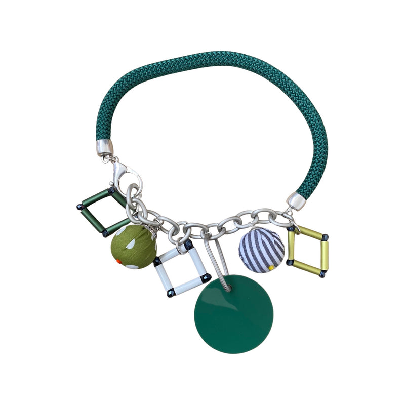 CB327-Mixed Green Ornaments Necklace