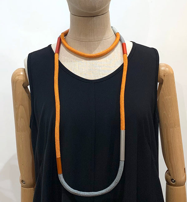 Christina Brampti, CB62 Orange Grey mix (Q) long multi Necklace - Tiffany Treloar