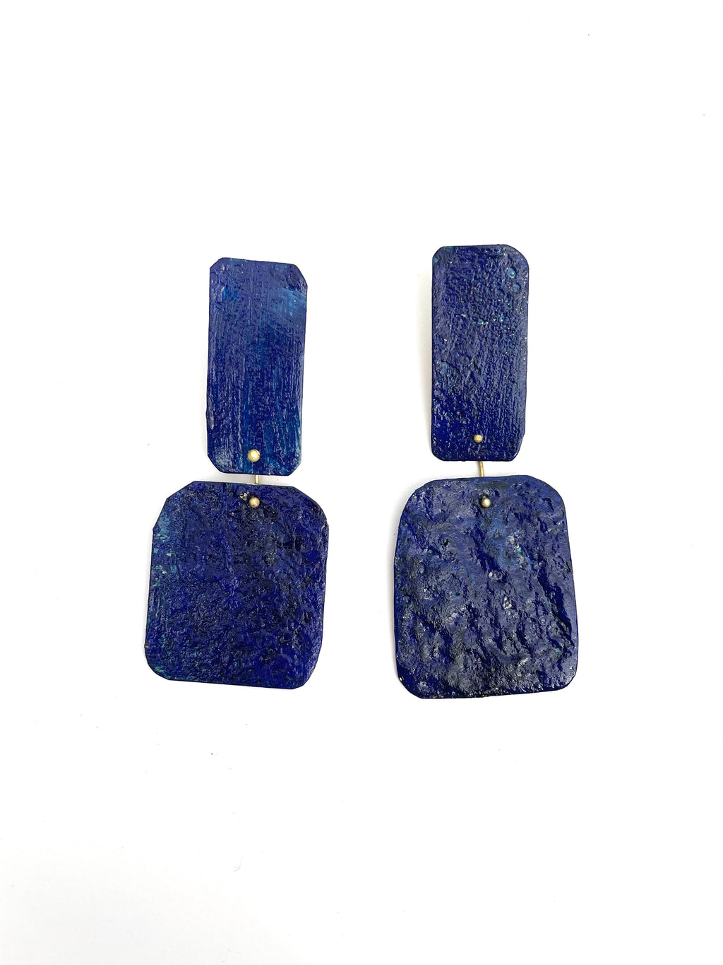 Dora Haralambaki, HD24 Blue Rectangle Square Pendant Earrings - Tiffany Treloar