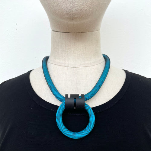 Industrial Jewellery, Industrial Aurora Rope Coil Necklace in Turquoise - Tiffany Treloar
