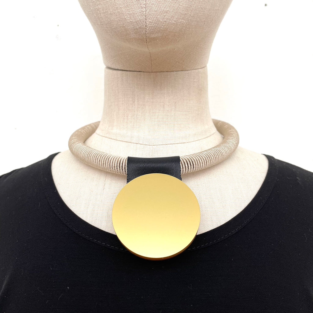 Christina Brampti, CB271 Gold Silk Cord Disc Pendant Necklace - Tiffany Treloar