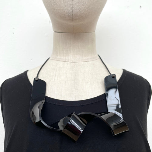 Christina Brampti, CB108 Black Flexiglass Twisted Short Necklace - Tiffany Treloar