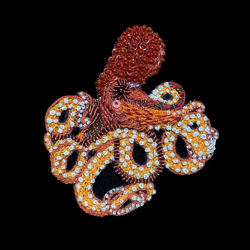 Ruby Octopus Brooch