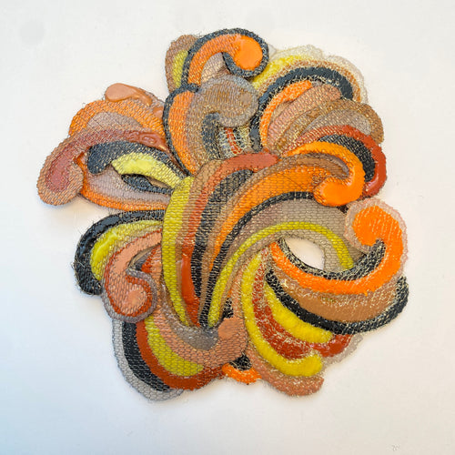 IF130 - Orange Fleur Swirl Magnetic Brooch