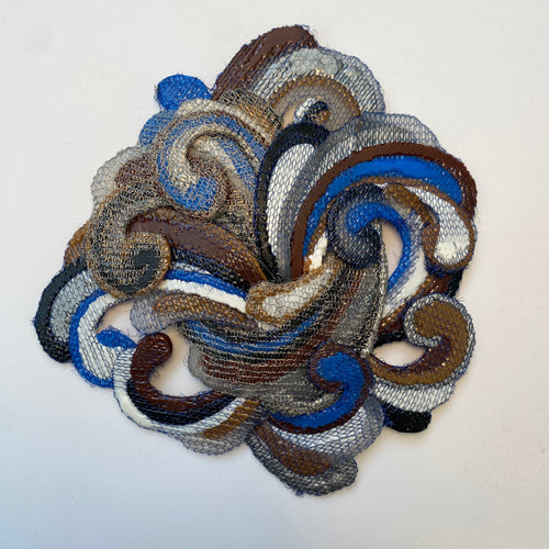 IF130 - Blue Fleur Swirl Magnetic Brooch