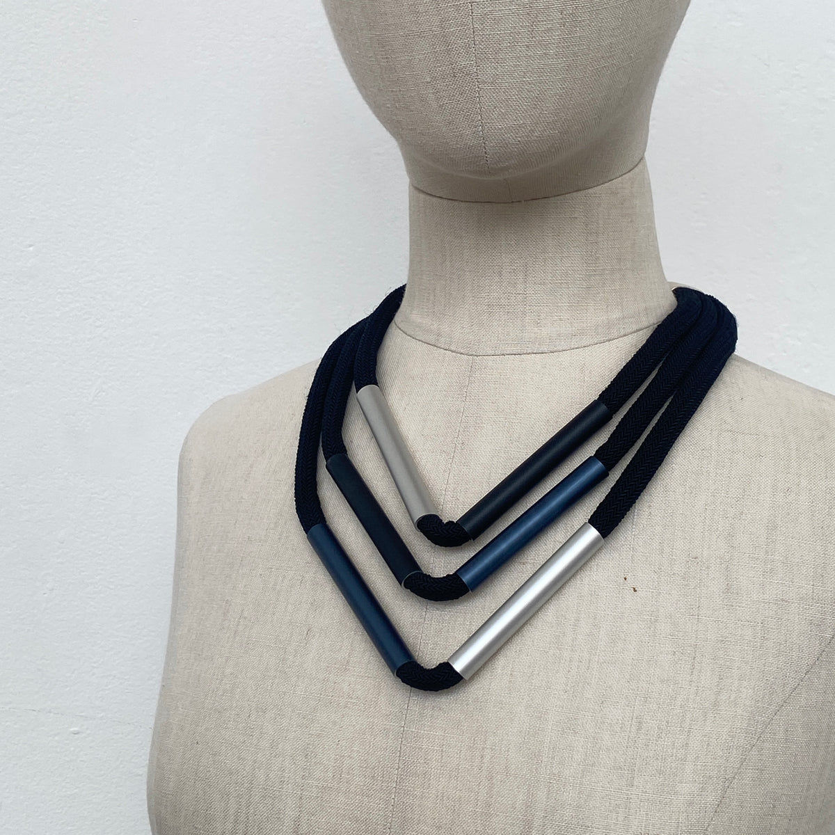 CB24 - Triple Cord Necklace in Greymix