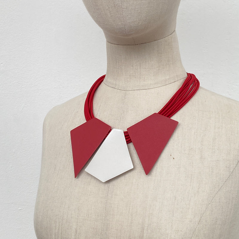 Character Geometry Necklace in Red/White