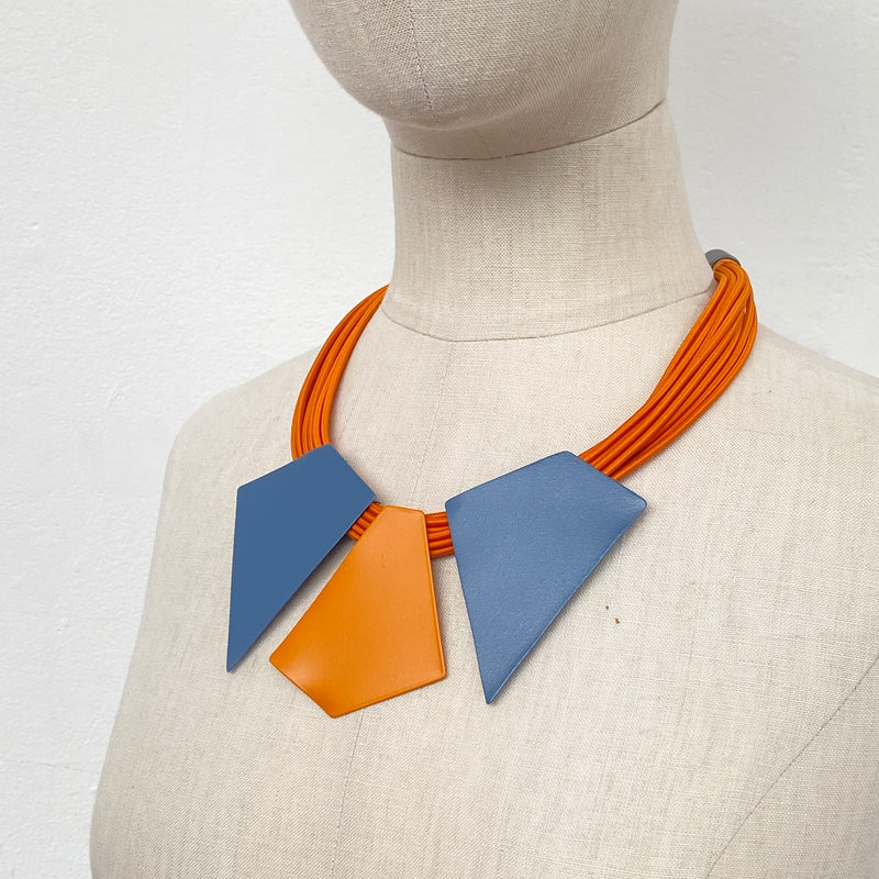 Character Geometry Necklace in Orange/Blue