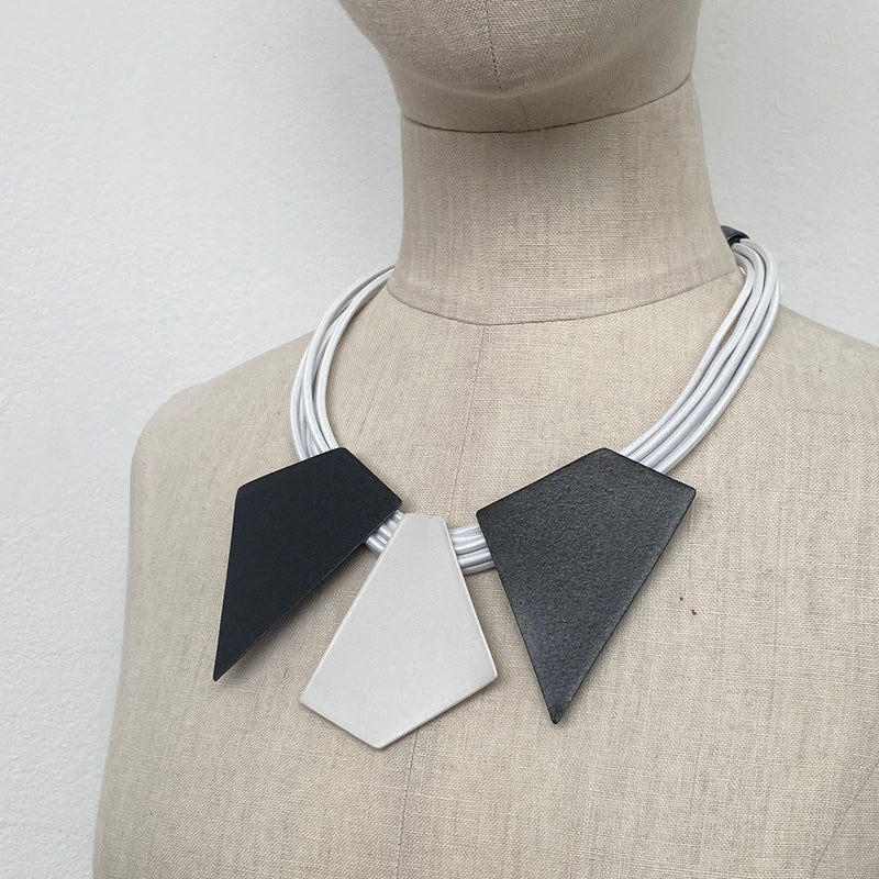 Character Geometry Necklace in White/Black