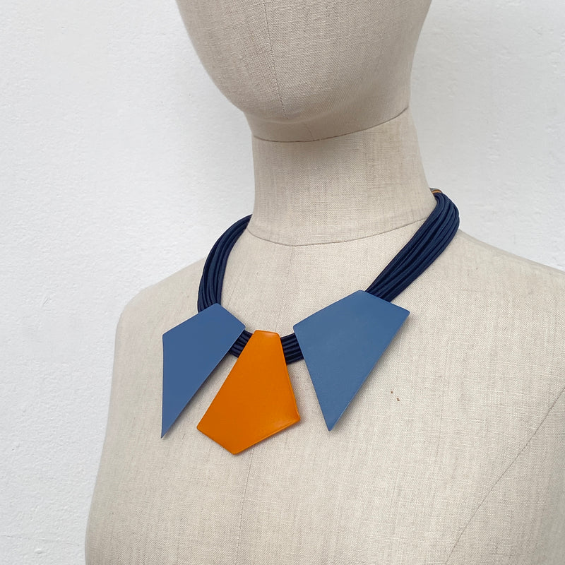 Character Geometry Necklace in Blue/Orange