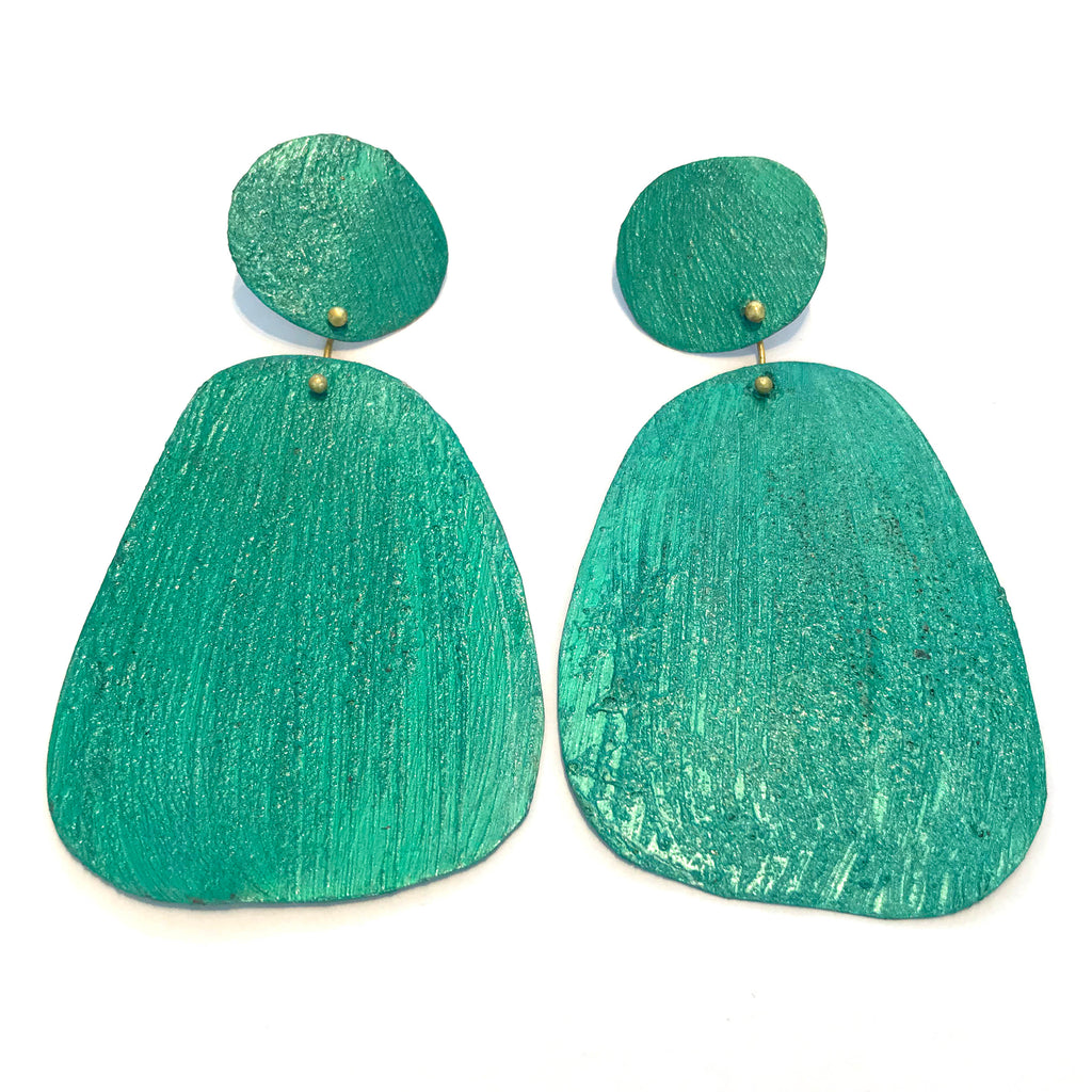Dora Haralambaki, HD26 Green turquoise shape drop Earrings - Tiffany Treloar