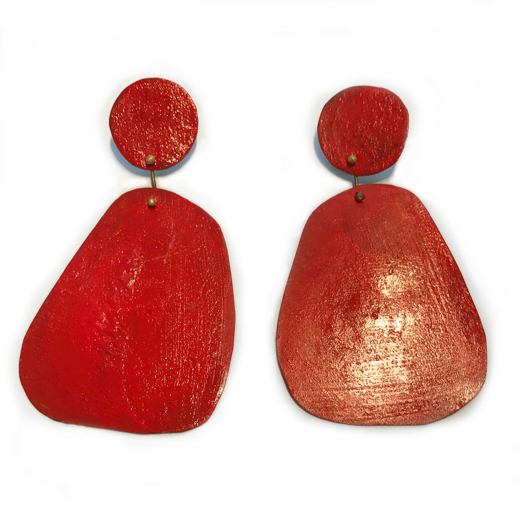 Dora Haralambaki, HD26 Red shape drop earrings - Tiffany Treloar