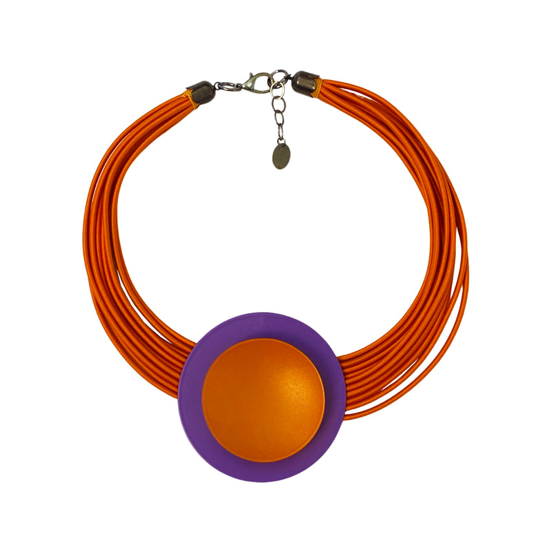 Character Dish Necklace in Purple / Orange