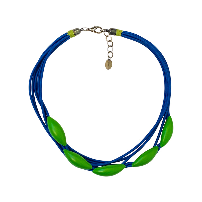Character Pod necklace in Cobalt / Green