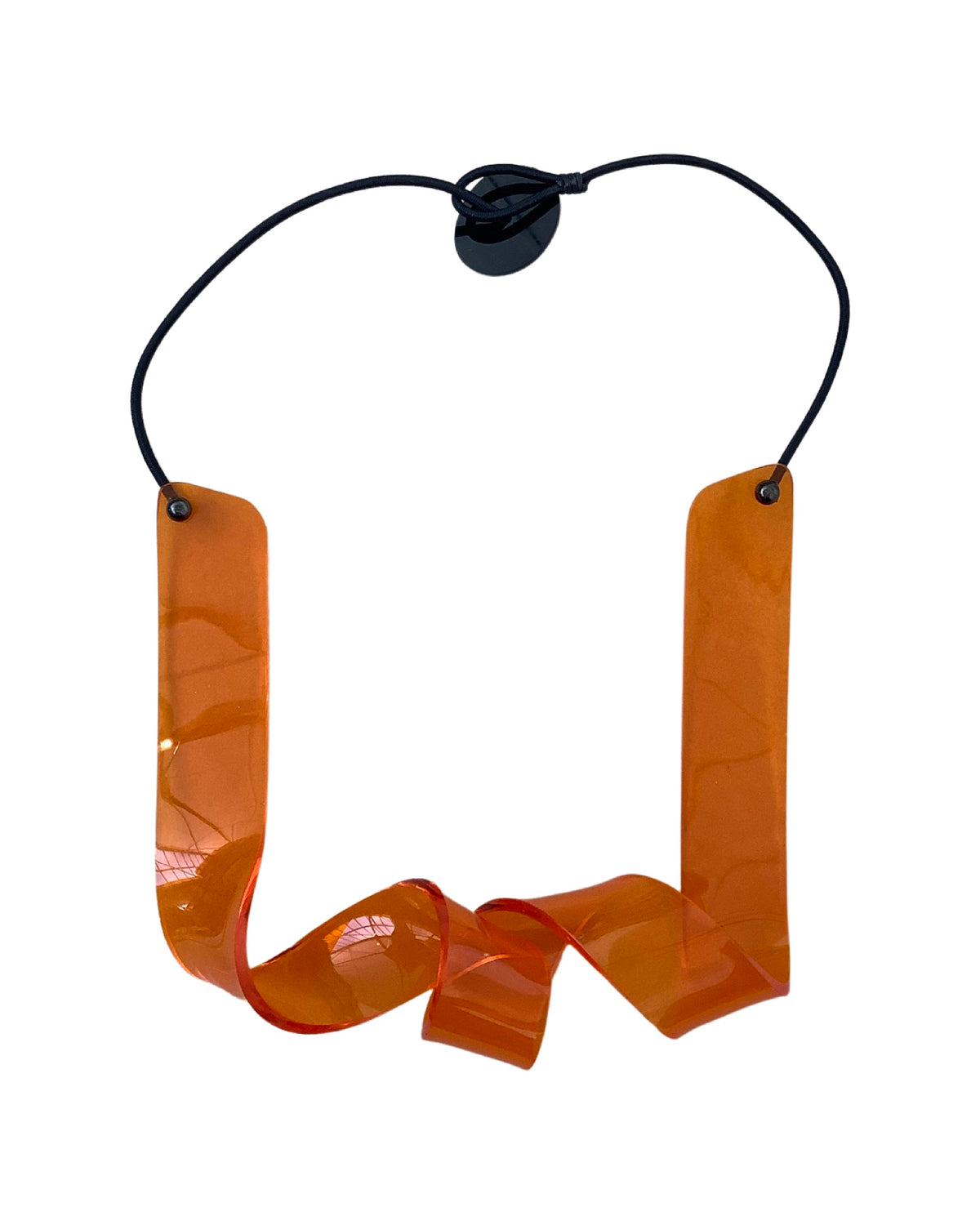 CB108 Clear Orange Flexiglass Twisted Short Necklace