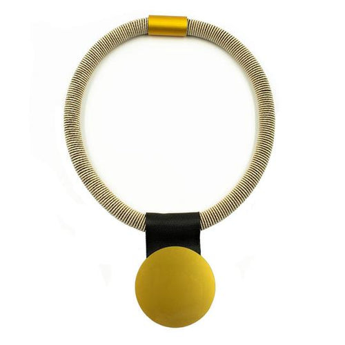 Christina Brampti, CB271 Gold Silk Cord Disc Pendant Necklace - Tiffany Treloar