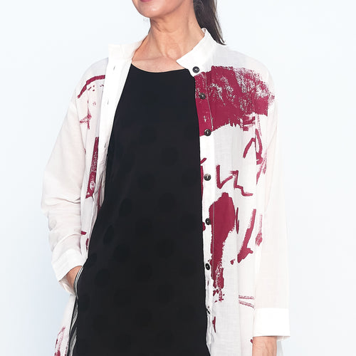 Abstract Print Shirt in White