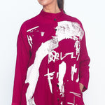 Abstract Print Shirt in Cerise