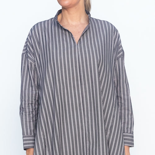 Shirt Dress in Grey Grey Stripe