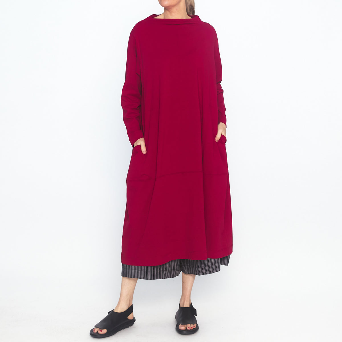 Cowl Neck Long Tunic in Red
