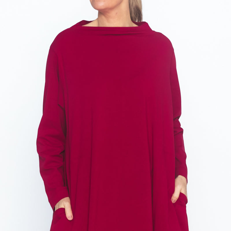 Cowl Neck Long Tunic in Red