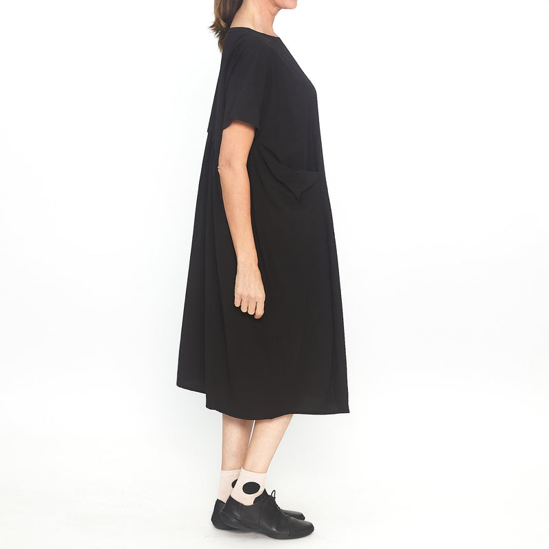 Slant Pocket Dress in Black
