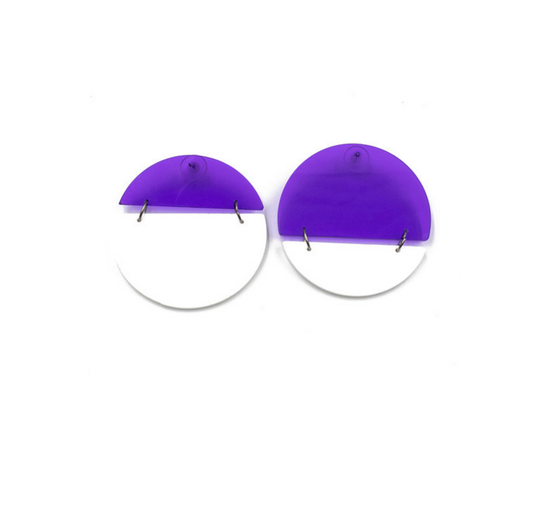 CB311 Neenish Earrings in Purple/White