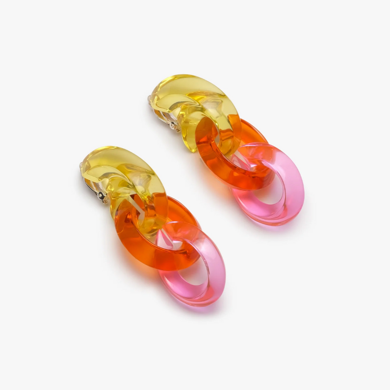 Floss Earrings - Yellow/Pink