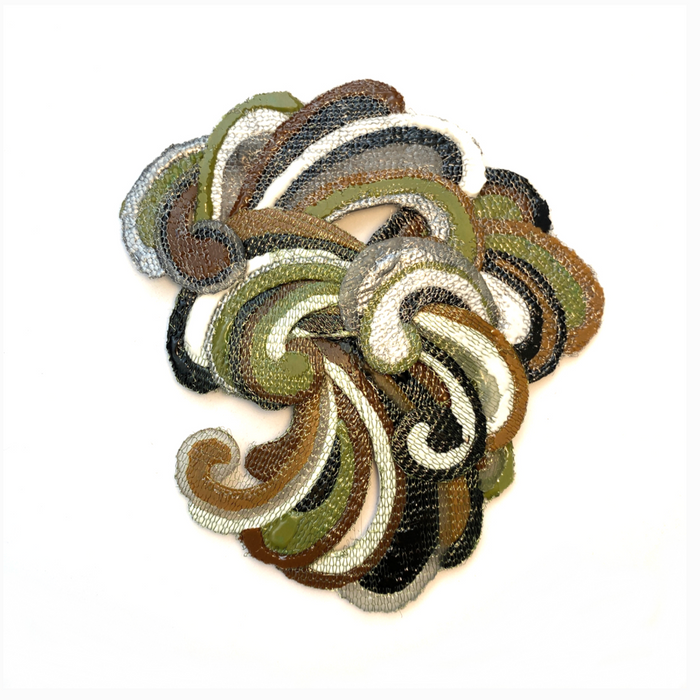 IF130 - Khaki Fleur Swirl Magnetic Brooch