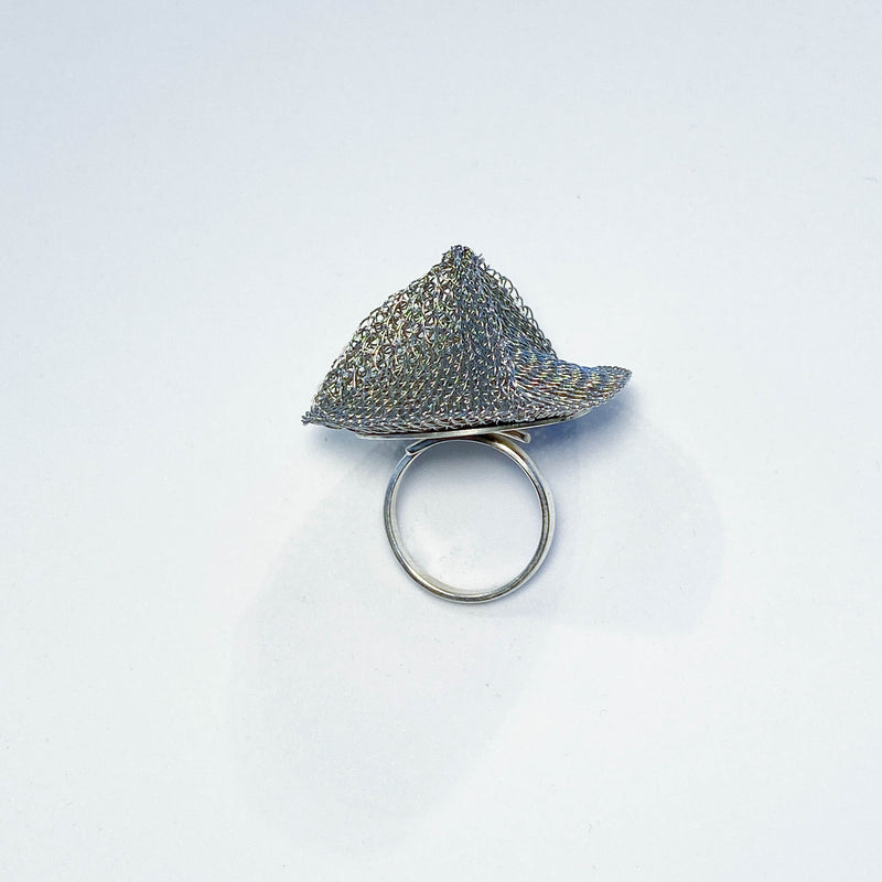 French Silver Twisted Pyramid Ring