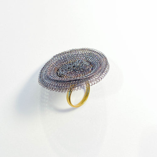 French Grey Flat Cone Ring