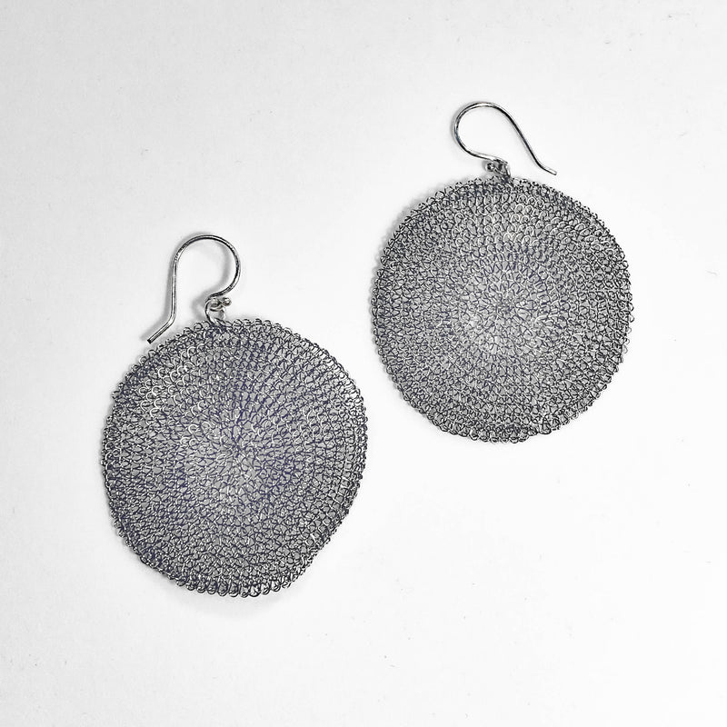 French Flat Silver Circles Earrings
