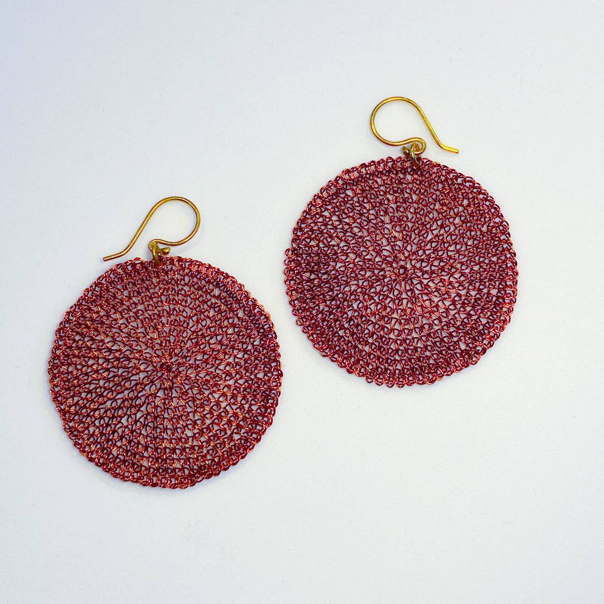 French Flat Copper Circles Earrings