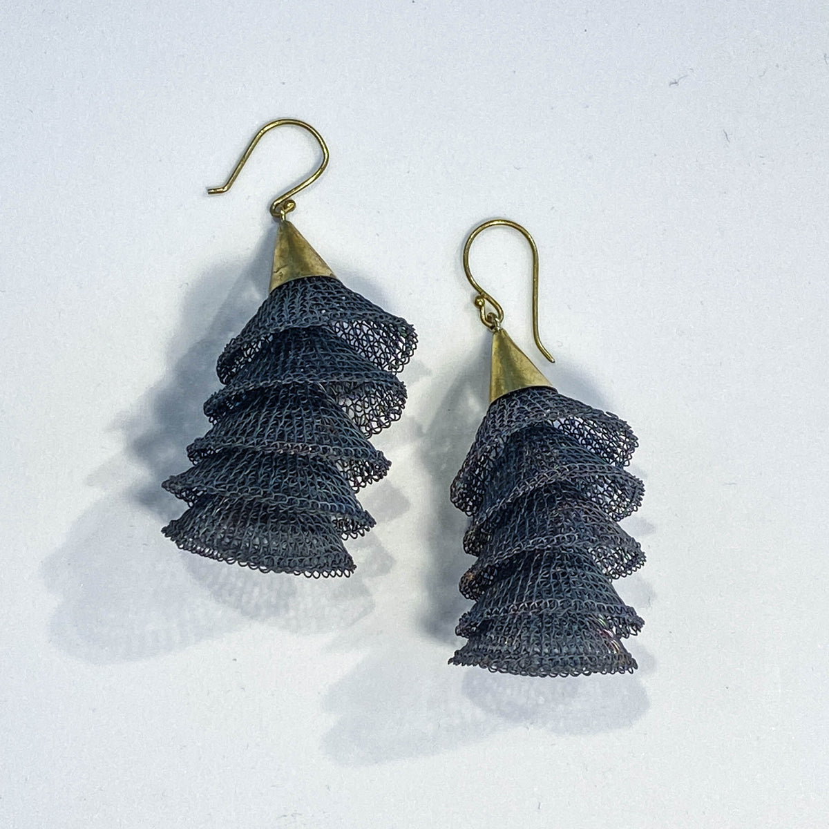 French Cone Grey Earrings