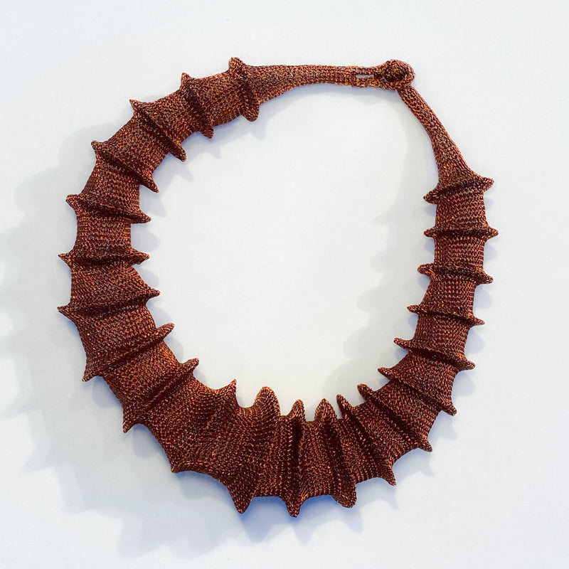 French Copper Statement Wavy Necklace C-50